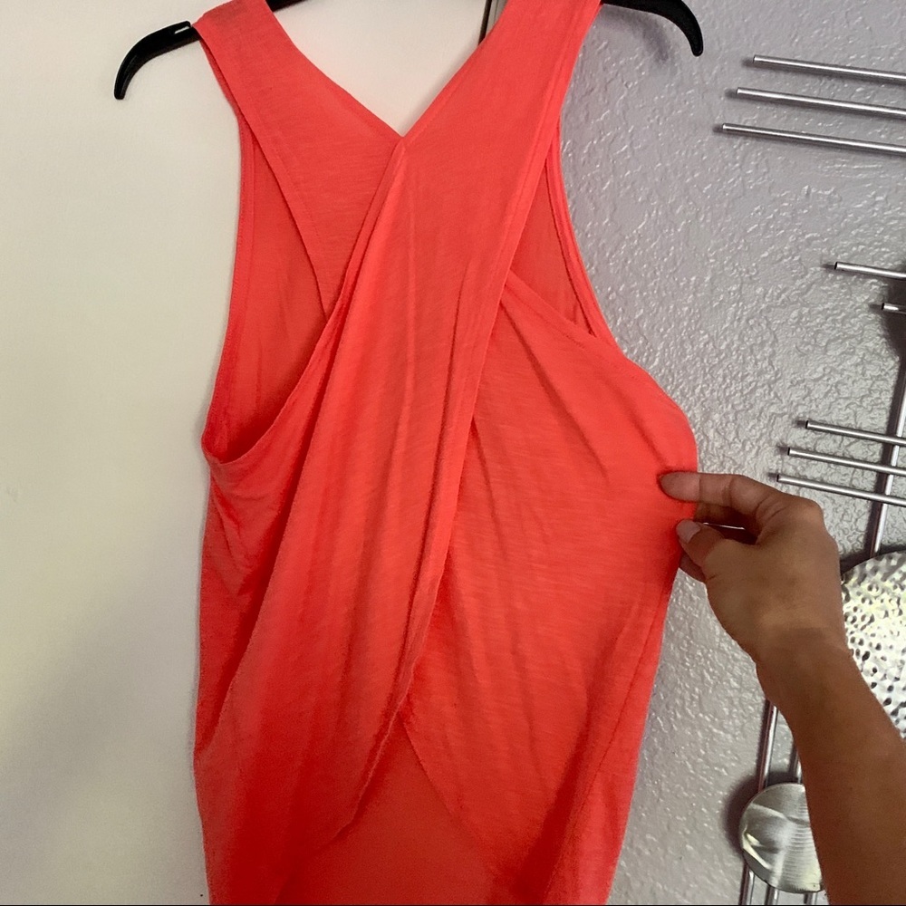 Lucky Lotus Orange cross back top XS